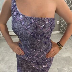 Elegant Purple Sequin Dress